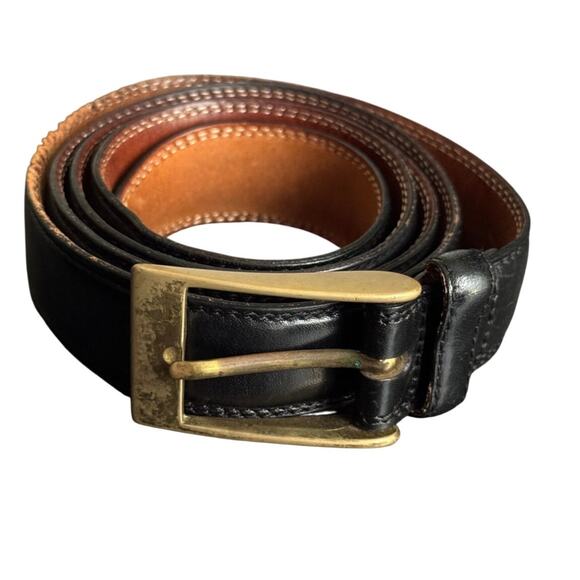 MADE IN ITALY Other - Made In Italy Solid Brass Hardware Leather Black Cognac Full Grain‎ Leather Belt